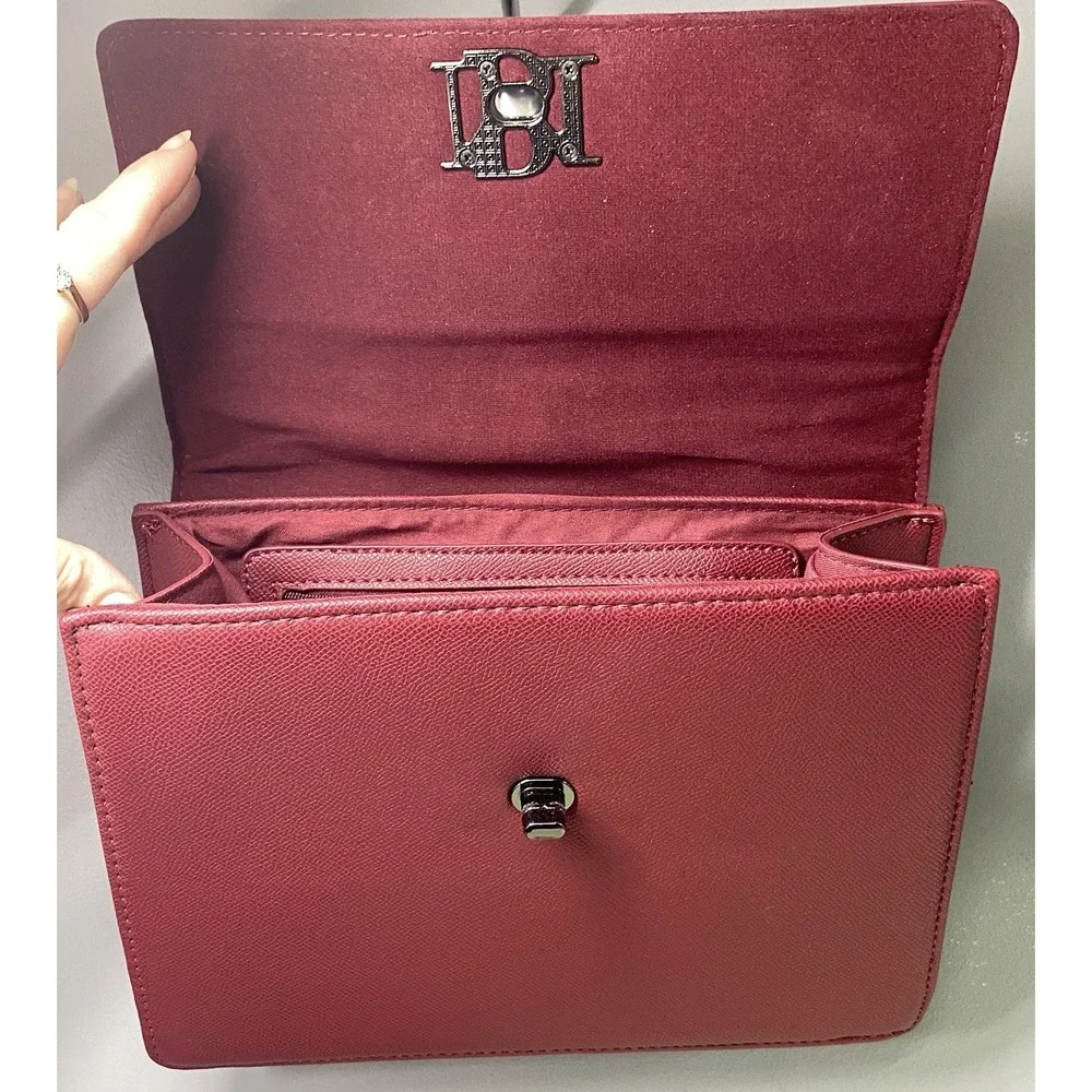 Badgley Mischka‎ Women's Vegan Leather Crossbody Burgundy Purse MSRP $179 NWT